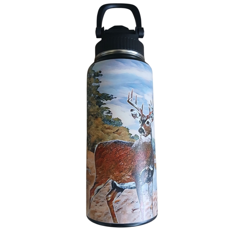 Legendary Nature Scene Deer Tumbler Thermos Bottle